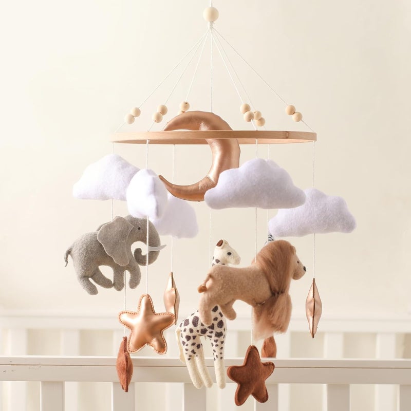 Crib Mobile: Handcrafted Wood & Safe Materials, Animal-Themed Design - Calming Music & Cognitive Development, Bassinet Mobile for Gender Neutral Nursery, Newborns, Boys Girls - Image 2