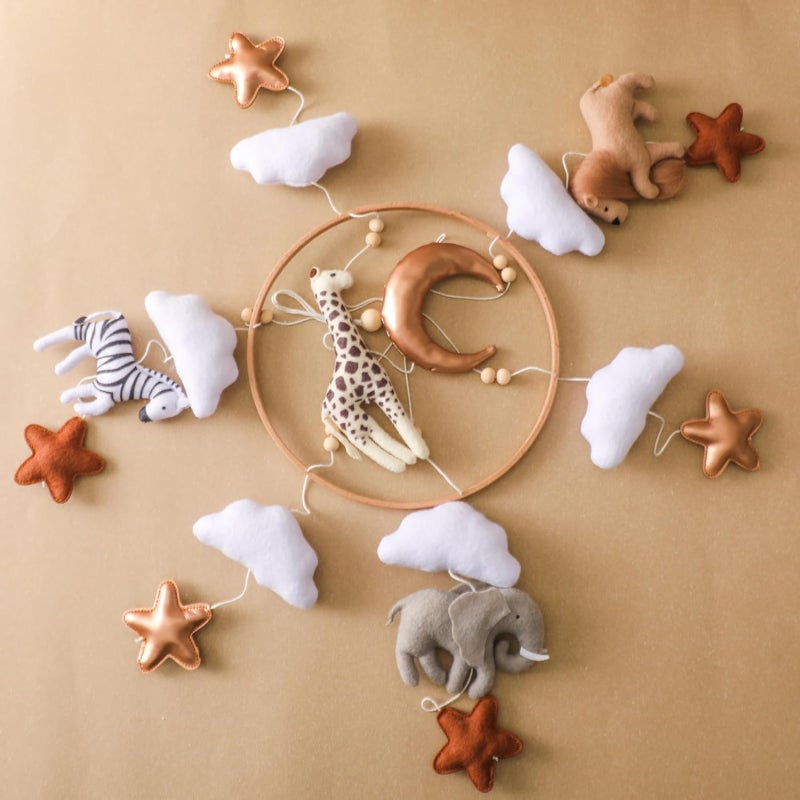 Crib Mobile: Handcrafted Wood & Safe Materials, Animal-Themed Design - Calming Music & Cognitive Development, Bassinet Mobile for Gender Neutral Nursery, Newborns, Boys Girls - Image 5