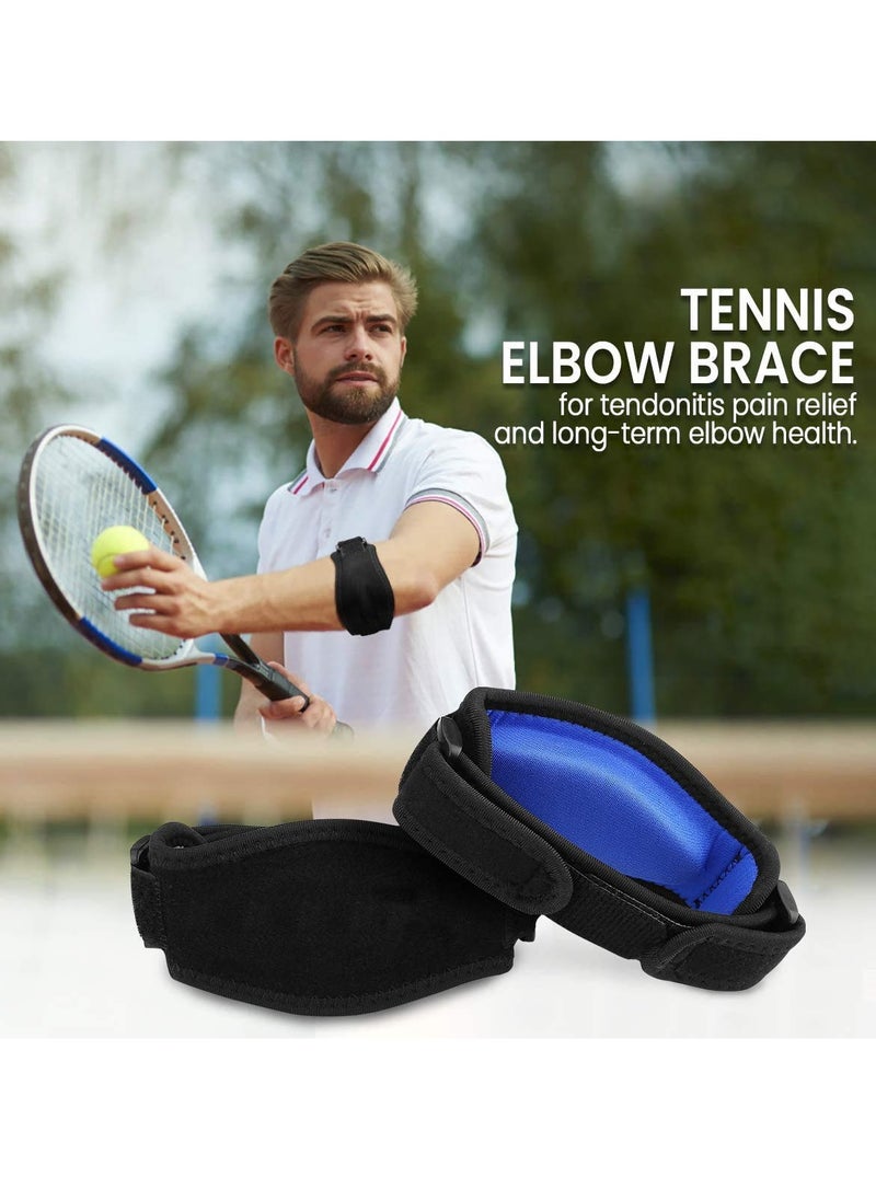 Bukela Elbow Support Strap, Adjustable Elbow Brace with Compression Pad Tennis Golfer's Elbow Pain Relief Weather Resistance for Tennis Elbow, Golfers Elbow, Pain Relief, Men, Women Blue 2 Pack  - Image 2