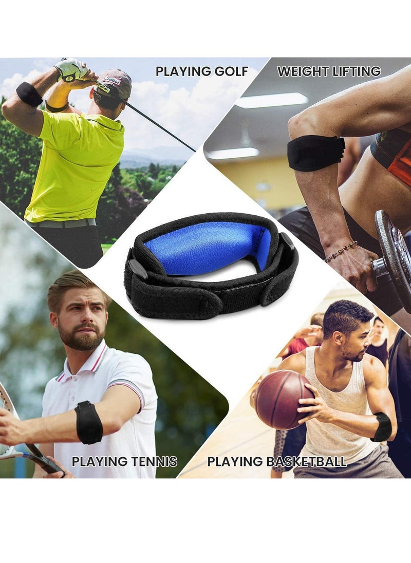 Bukela Elbow Support Strap, Adjustable Elbow Brace with Compression Pad Tennis Golfer's Elbow Pain Relief Weather Resistance for Tennis Elbow, Golfers Elbow, Pain Relief, Men, Women Blue 2 Pack  - Image 3