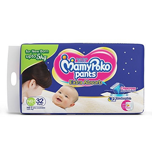 MamyPoko Baby Extra Absorb Diapers Pants - 32 Pieces (New Born) - Image 1