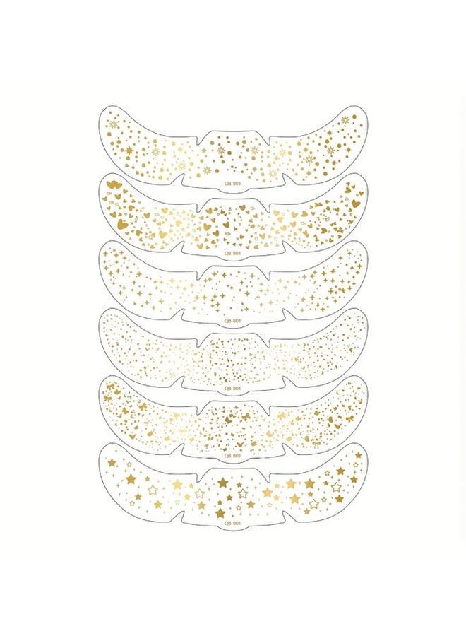 Gold Plated Freckle Stickers 6 Combination Sets European American Metal Face Makeup - Image 1