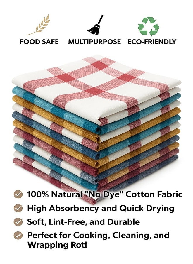 Space Fly Cotton Kitchen Napkins 20x20 Inches - Multicolor Checkered Cloth Set | Soft & Absorbent Roti Wrap, Table Napkin, Tea Towel, Duster for Kitchen Cleaning & Dining Use (3) - Image 3