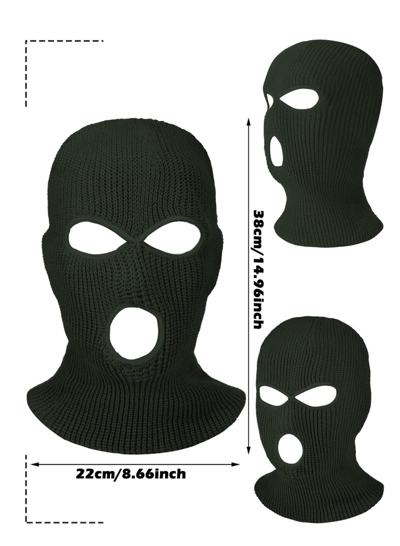 SOLARAE 3-hole Full Face Cover Winter Outdoor Sport Knitted Ski Adult Balaclava Headwrap Mask Motorcycle Cycling Snowboard Gear for Sports Men Women Double Hole, Black, White, Gray - Image 5