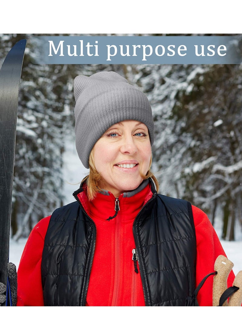 SOLARAE 3-hole Full Face Cover Winter Outdoor Sport Knitted Ski Adult Balaclava Headwrap Mask Motorcycle Cycling Snowboard Gear for Sports Men Women Double Hole, Black, White, Gray - Image 3