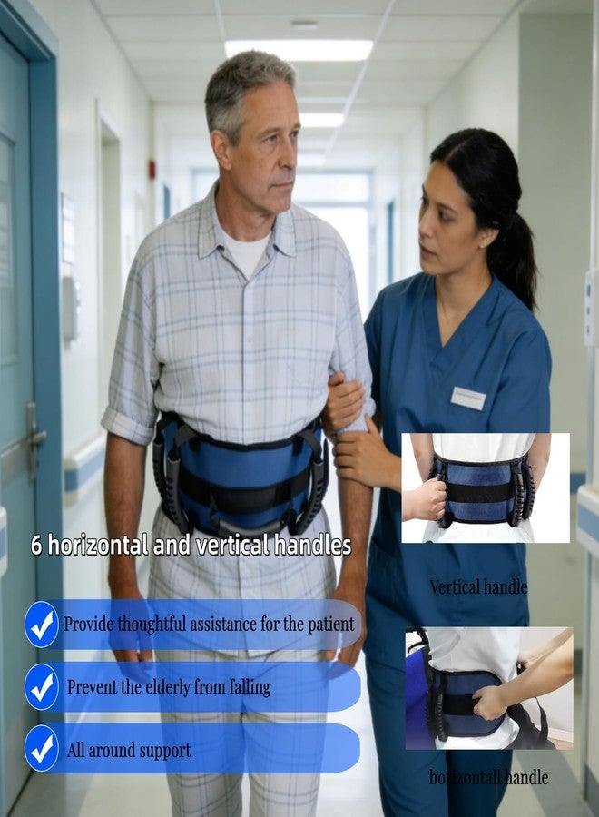 LAROTSUBA Gait Belt,Non-Slip Elderly Lift Belt,Lift Belts with 7 Handles,Patient Transfer Belt Quick Release Buckle,Medical Lift Strap Nursing Belt for Physical Therapy(Black) - Image 2