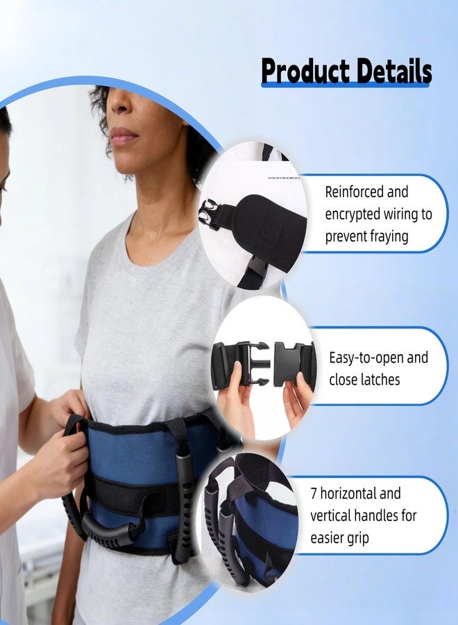 LAROTSUBA Gait Belt,Non-Slip Elderly Lift Belt,Lift Belts with 7 Handles,Patient Transfer Belt Quick Release Buckle,Medical Lift Strap Nursing Belt for Physical Therapy(Black) - Image 3
