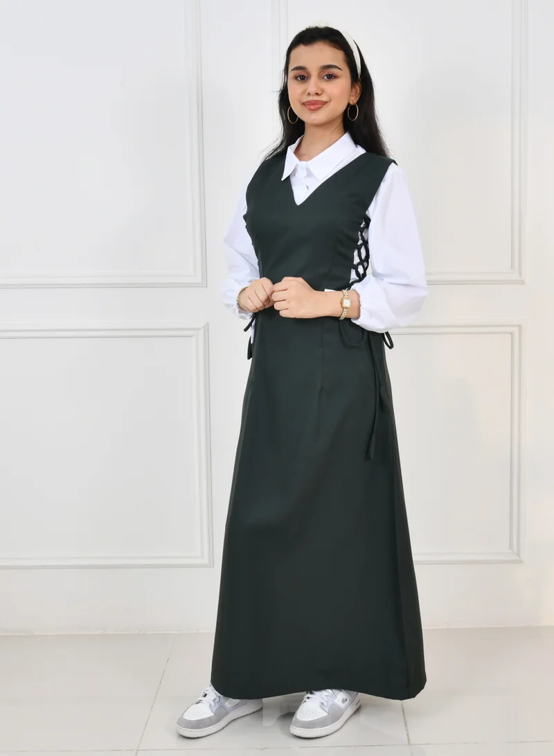 HAWRAA ABAYA Oil apron with side closure threads