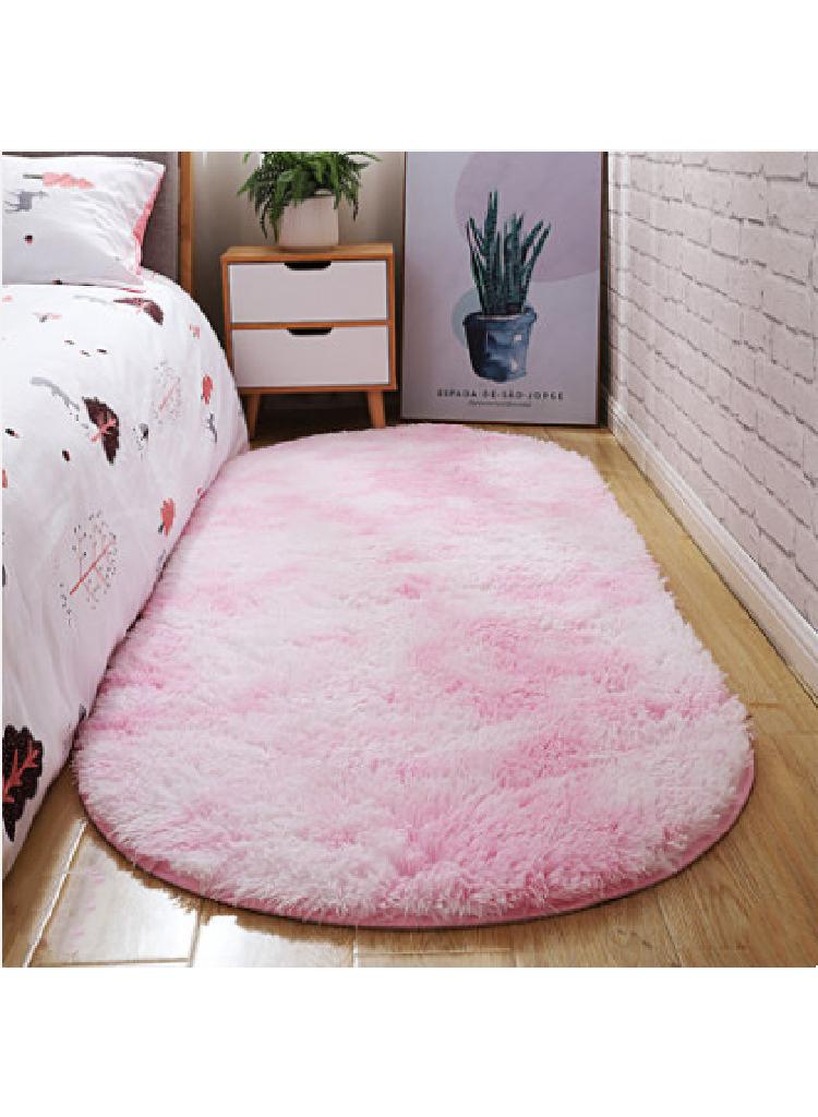 Bluejw 1-Piece Bedroom Carpet Oval Light Pink 160 CM - Image 1