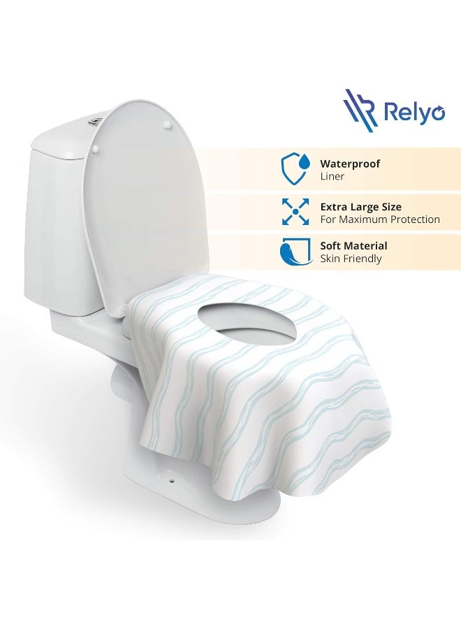 Relyo Toilet Seat Covers Disposable - 20 Pack - Waterproof, Ideal for Kids and Adults - Extra Large, Individually Wrapped for Travel, Toddlers Potty Training in Public Restrooms (Waves, 20) - Image 2