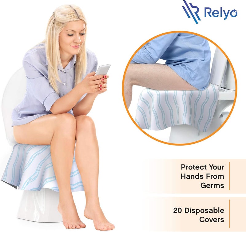 Relyo Toilet Seat Covers Disposable - 20 Pack - Waterproof, Ideal for Kids and Adults - Extra Large, Individually Wrapped for Travel, Toddlers Potty Training in Public Restrooms (Waves, 20) - Image 3