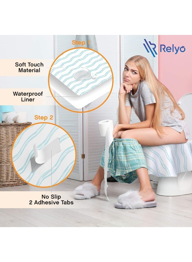 Relyo Toilet Seat Covers Disposable - 20 Pack - Waterproof, Ideal for Kids and Adults - Extra Large, Individually Wrapped for Travel, Toddlers Potty Training in Public Restrooms (Waves, 20) - Image 4
