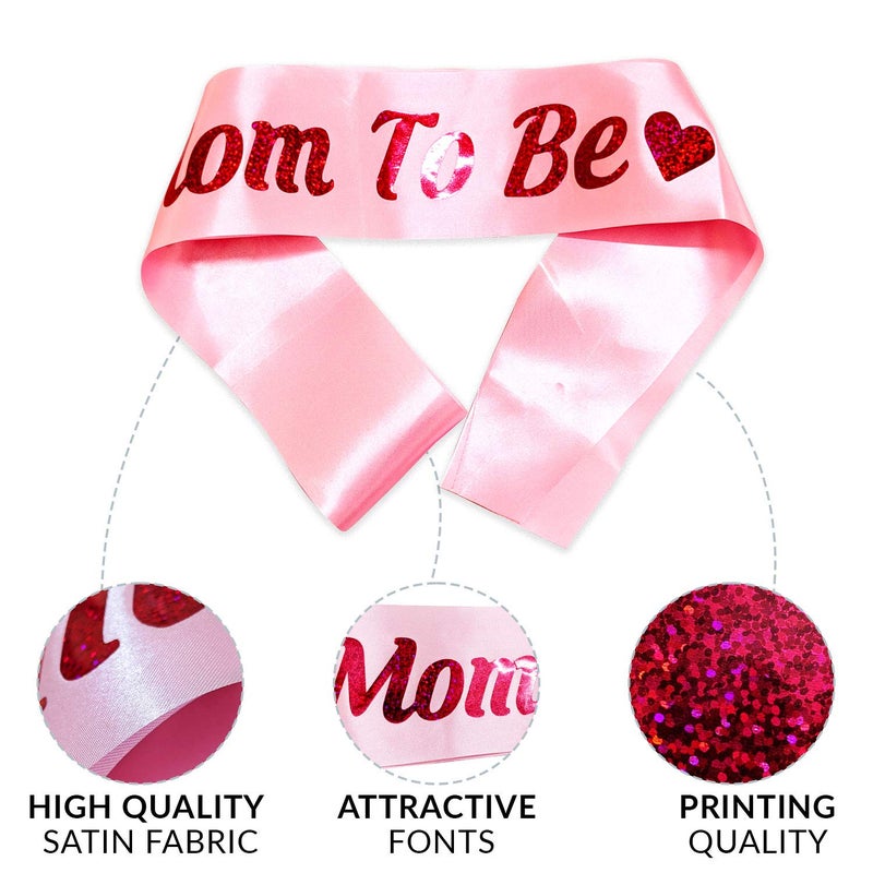 Wobbox Baby Shower Decoration Items| Baby Shower Ceremony Photo Booth Props For Photoshoot, Baby Shower Banner, Mom To Be Sash& Backdrop Foil Curtain, Godh Bharai Ceremony Decoration Kit-(FP2050) - Image 3