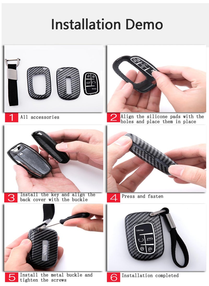 NOSKIN Carbon Fiber Pattern Key Fob Cover Case fit for Jeep Grand Cherokee, Renegade, Chrysler 200 300, Dodge RAM, Durango, Charger, Challenger, Journey, Dart, Fiat, 5 Buttons Keyless Entry Remote (red) - Image 5