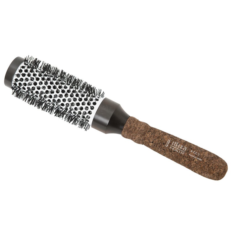 Ibiza Hair Ceramic Round Brush CC350mm Carbon FiberNylon Bristles with Ergonomic Cork Handle Heat Resistant Ionic Design to Reduce Frizz Static