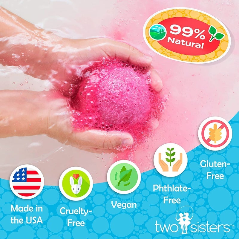 Two Sisters Unicorn Bath Bombs for Girls with Surprise Toys Inside (6 Pack) - Large Bubble Bomb for Kids, Gentle and Safe, Made in USA, Fizzies, Fruity Scents, Won't Stain Tub - Ideal Gift by Two Sisters - Image 5