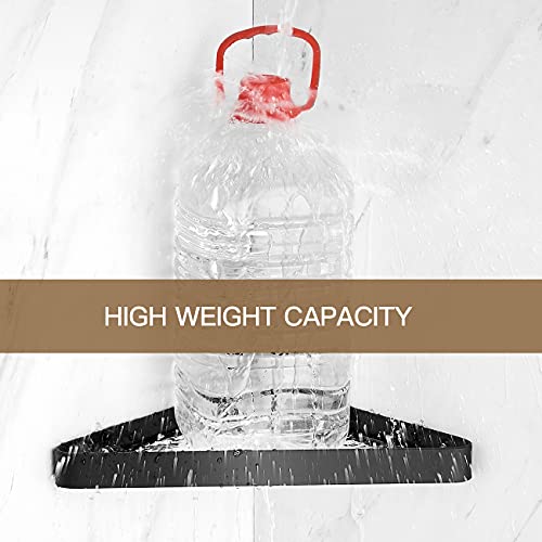VOLPONE Bathroom Shelves Wall Mounted Glass Corner Shower Shelf for Bathroom Floating Shelf Tempered Glass Wall Organizer 2-Tier(Black) - Image 4