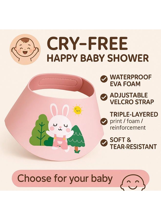 Baby Shower Cap Shield - Adjustable Waterproof Shower Visor for Kids, Soft Baby Hair Washing Shield with Ear Protection, Perfect for Toddlers & Children (White Rabbit) - Image 3