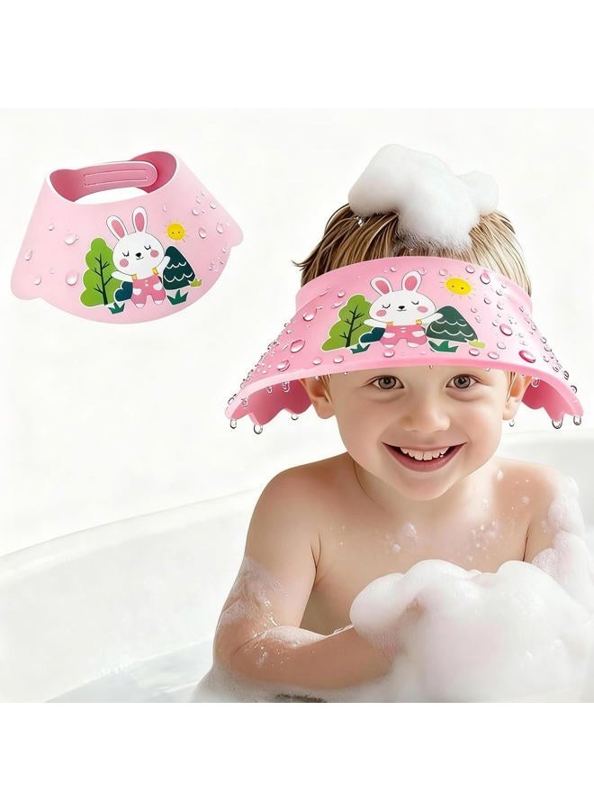 Baby Shower Cap Shield - Adjustable Waterproof Shower Visor for Kids, Soft Baby Hair Washing Shield with Ear Protection, Perfect for Toddlers & Children (White Rabbit) - Image 1