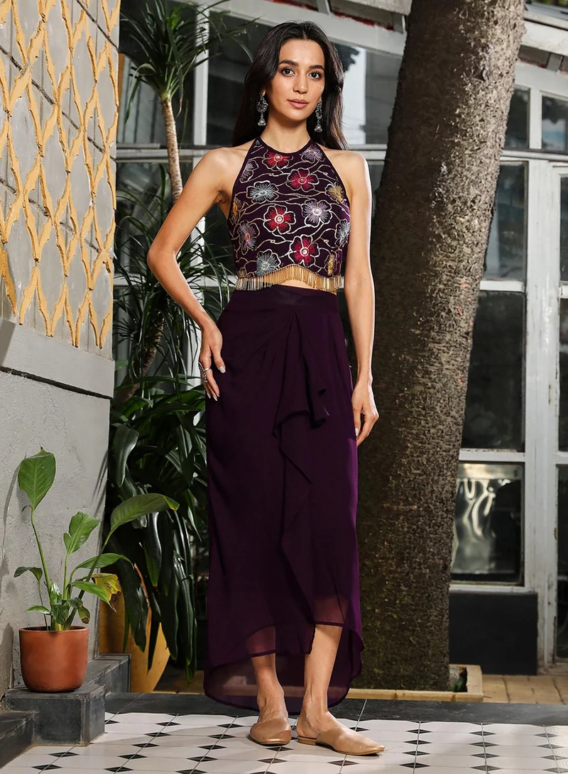 QISSA Women's Plum Purple Periwinkle Co-Ord Set