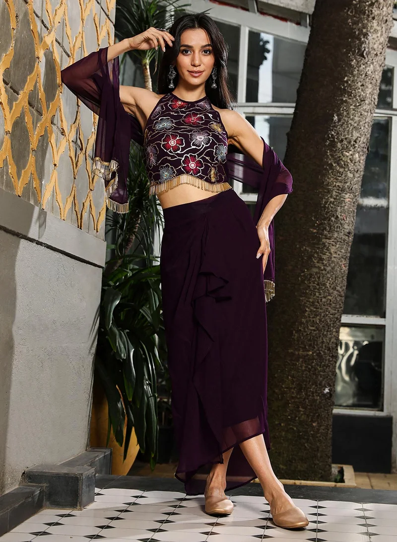 QISSA Women's Plum Purple Periwinkle Co-Ord Set