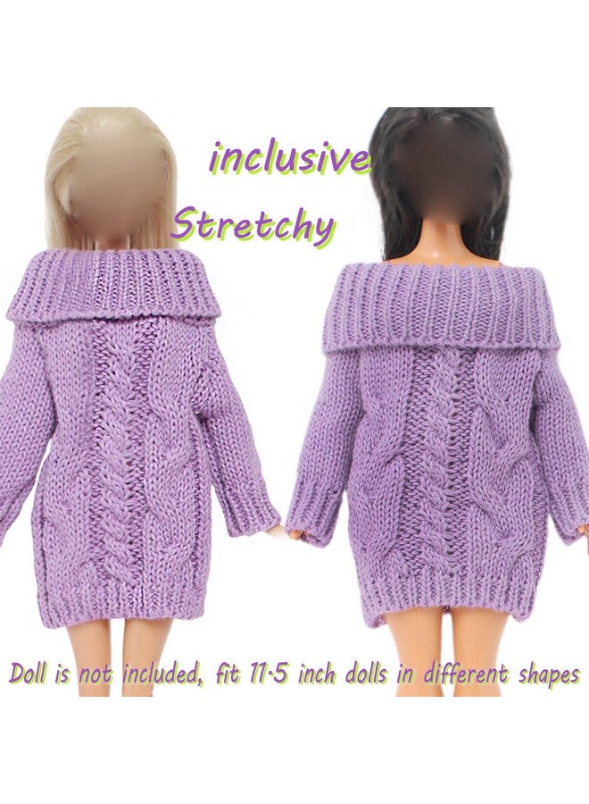 BJDBUS Winter Turtleneck Sweater Clothes For 11.5 Inch Girl Doll Accessories (Purple) - Image 2