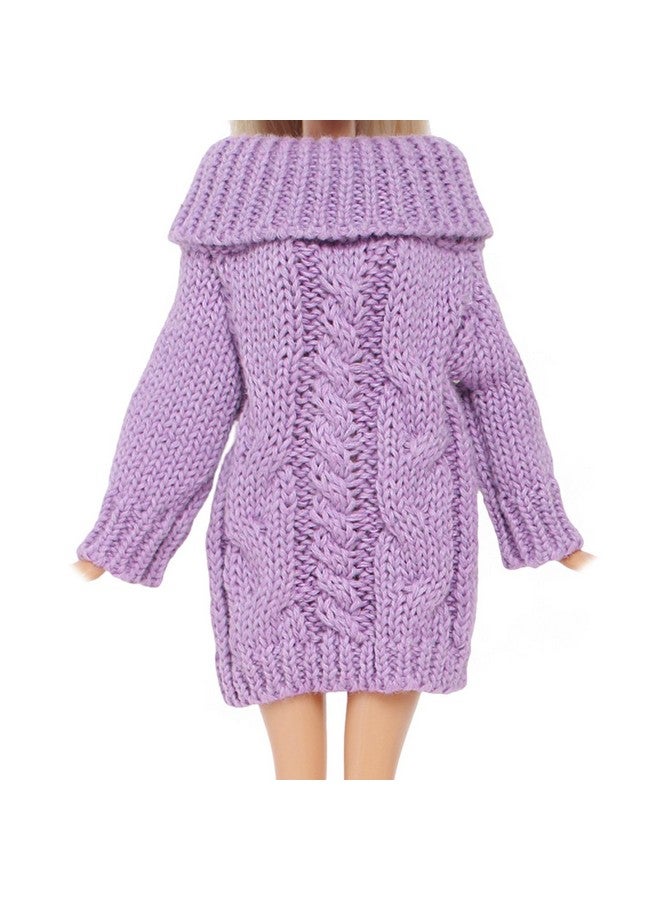 BJDBUS Winter Turtleneck Sweater Clothes For 11.5 Inch Girl Doll Accessories (Purple) - Image 1
