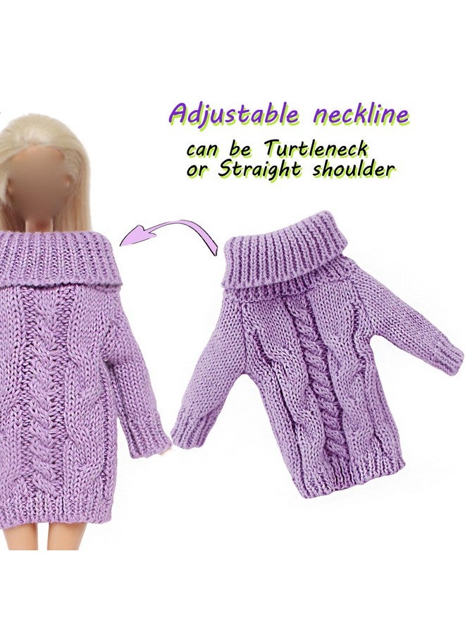 BJDBUS Winter Turtleneck Sweater Clothes For 11.5 Inch Girl Doll Accessories (Purple) - Image 3