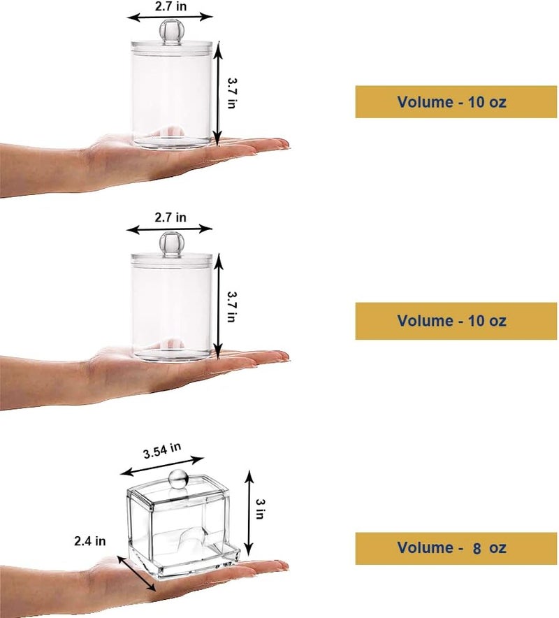 WISIEW Swab Holder Canisters with Lid, Bathroom Qtip Dispenser Apothecary Jars, Clear Plastic Cotton Ball Pad Container for Cotton Swabs, Q-Tips, Make Up Pads, Cosmetics - Image 3
