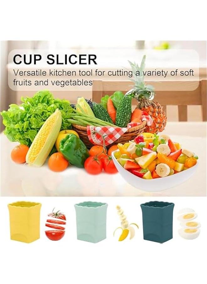 MIXDE - 3Pack Cup Slicer Strawberry Cutter: Fruit Cup Cutter Slicer, Cup Chopper for Strawberries, Egg Banana Slicer Quickly Making Fruit Vegetable Salad Strawberry Cutter Mini Slicer Kitchen Gadget - Image 1