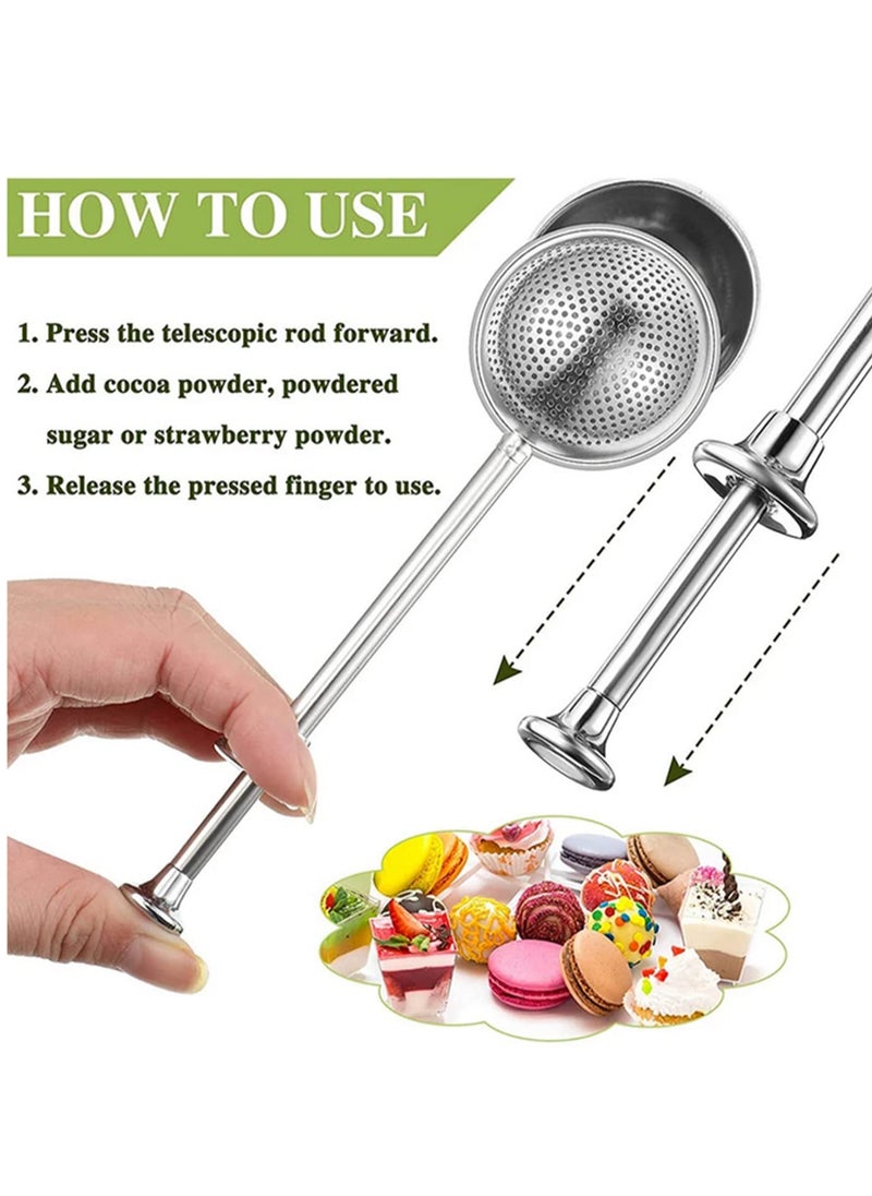 Generic 1PCS 304 Stainless Steel Powdered Sugar Shaker Duster Flour Dispenser with Spring-Operated Handle for Baking, Spices, Cocoa Rust-Proof Includes Bonus Mini Whisk  - Image 4