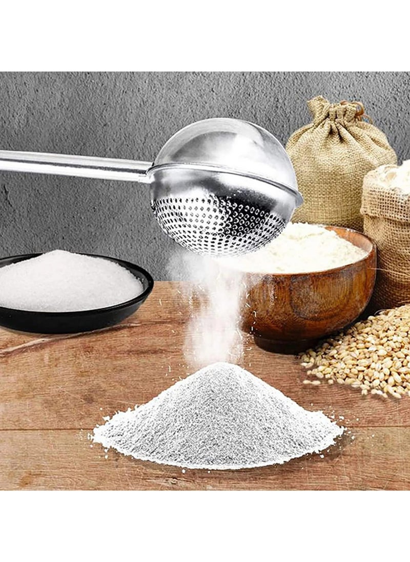 1PCS 304 Stainless Steel Powdered Sugar Shaker Duster Flour Dispenser with Spring-Operated Handle for Baking, Spices, Cocoa Rust-Proof Includes Bonus Mini Whisk