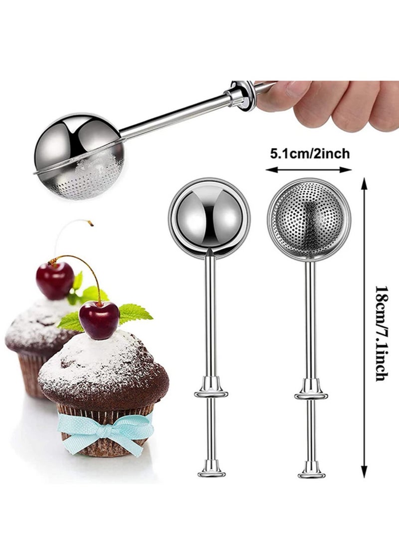 Generic 1PCS 304 Stainless Steel Powdered Sugar Shaker Duster Flour Dispenser with Spring-Operated Handle for Baking, Spices, Cocoa Rust-Proof Includes Bonus Mini Whisk  - Image 3