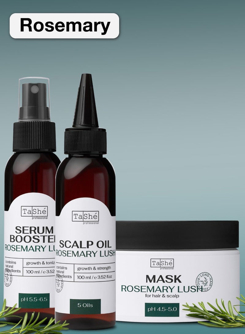Tashe Rosemary Hair Care Set of 3 – Niacin Mask, Procapil Scalp Serum and Hair & Scalp Oil, 300/100/100 ml  - Image 1