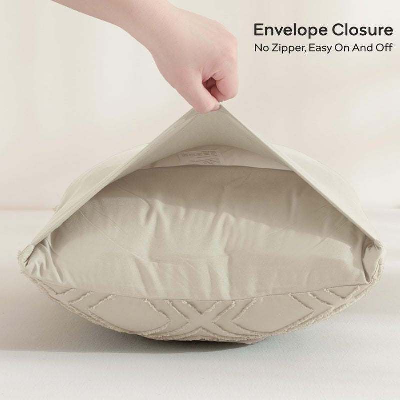 JELLYMONI 2 Pack Cream Grey Pillowcases King Size  Soft Microfiber Geometric Tufted Pillow Covers with Envelope Closure (Pillows are not Included) - Image 2