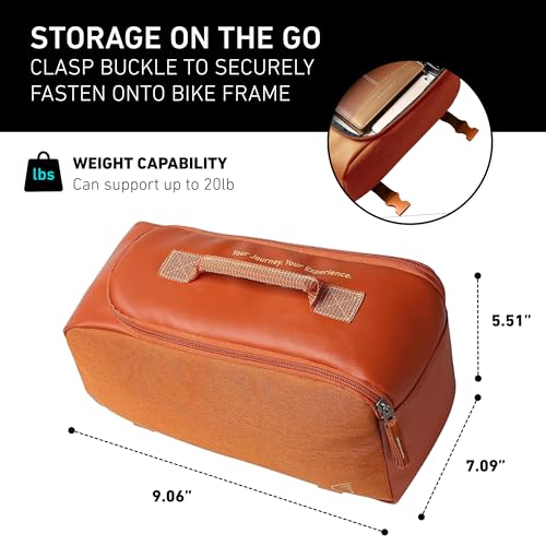 sixthreezero Bike Bag for Rear Rack, Waterproof Universal Bicycle Pannier for Storage, Cargo Trunk with Carry Handle, Orange w/Cream - Image 4