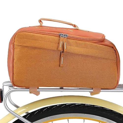 sixthreezero Bike Bag for Rear Rack, Waterproof Universal Bicycle Pannier for Storage, Cargo Trunk with Carry Handle, Orange w/Cream - Image 1