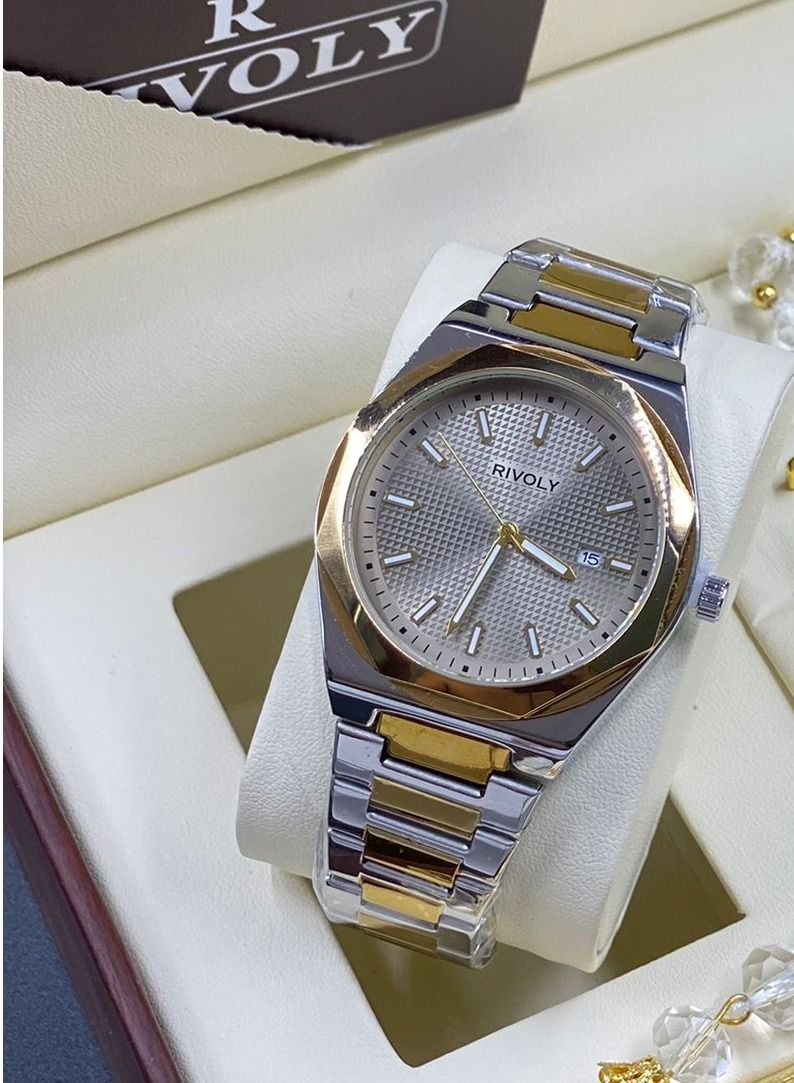 ريفولي طقم ساعة رجالية من 4 قطع ساعة يد مع قلم ومجموعة من الأزرار - Image 2