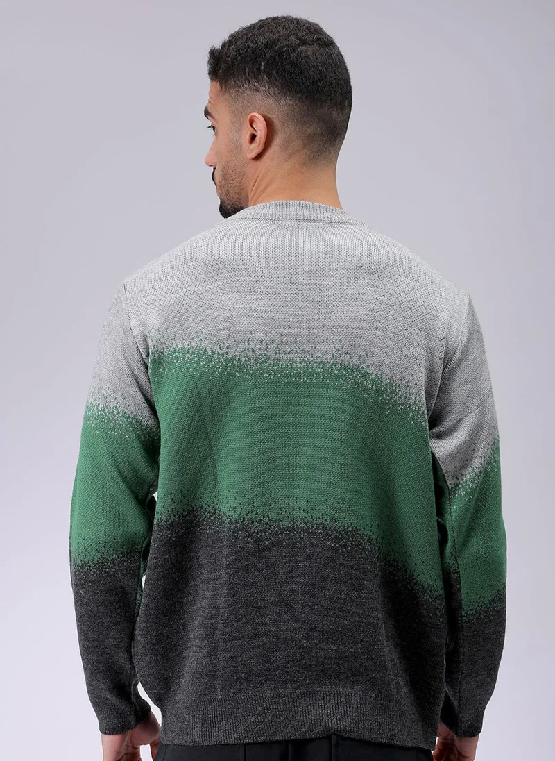 The Indian Garage Co Men Relaxed Fit Textured Crew Neck Sweater