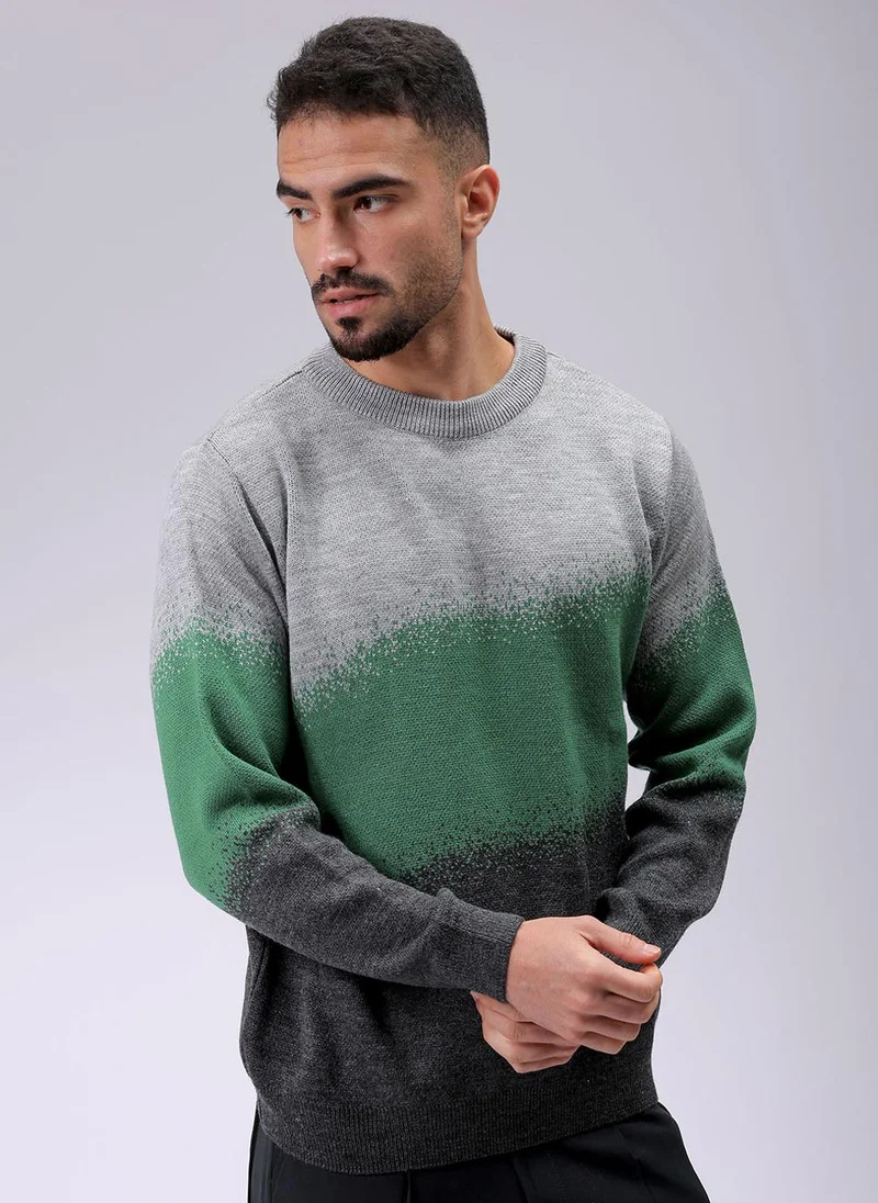 The Indian Garage Co Men Relaxed Fit Textured Crew Neck Sweater
