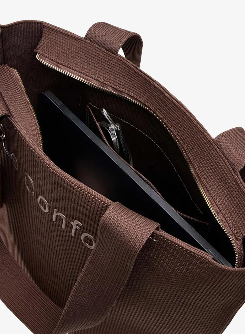 Le Confort BROWN Textured Tote Bag with Double Handle for Women | Best Price UAE