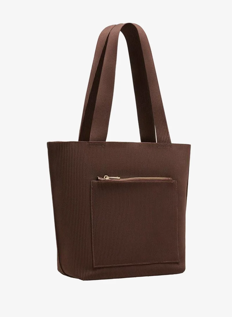 Le Confort BROWN Textured Tote Bag with Double Handle for Women | Best Price UAE