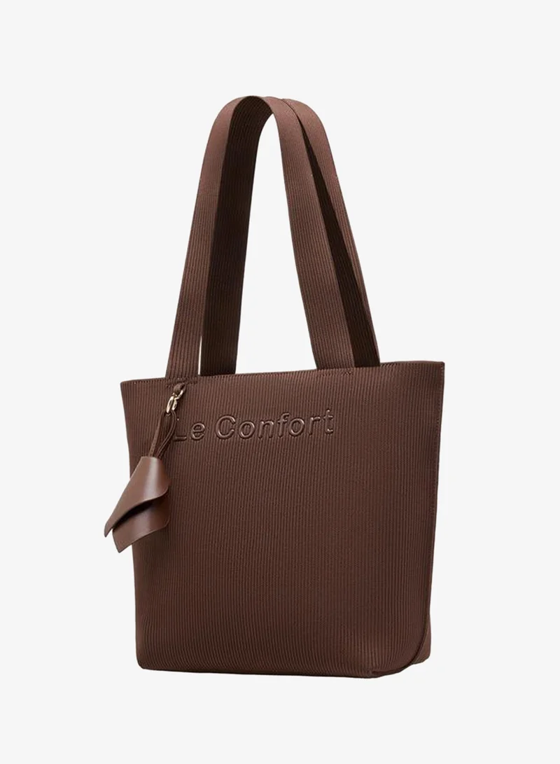 Le Confort BROWN Textured Tote Bag with Double Handle for Women | Best Price UAE