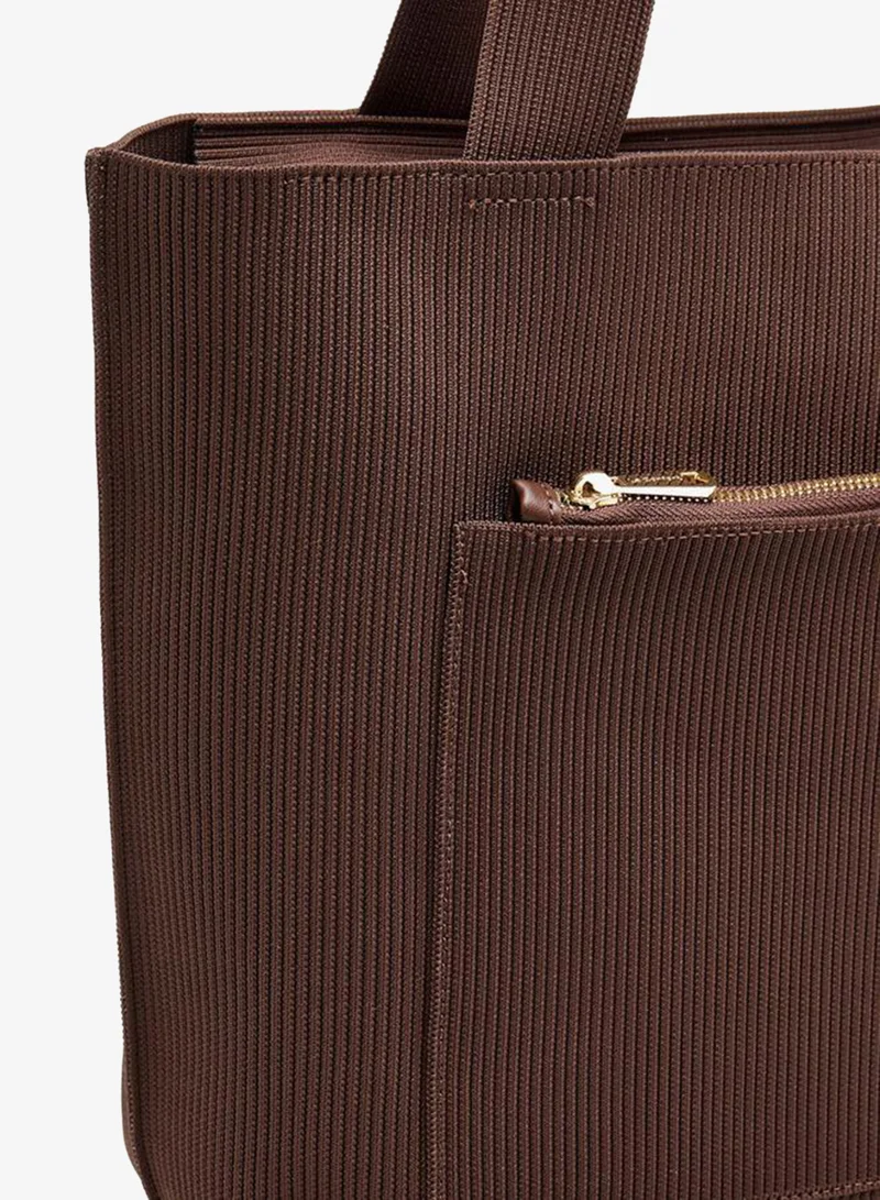 Le Confort BROWN Textured Tote Bag with Double Handle for Women | Best Price UAE