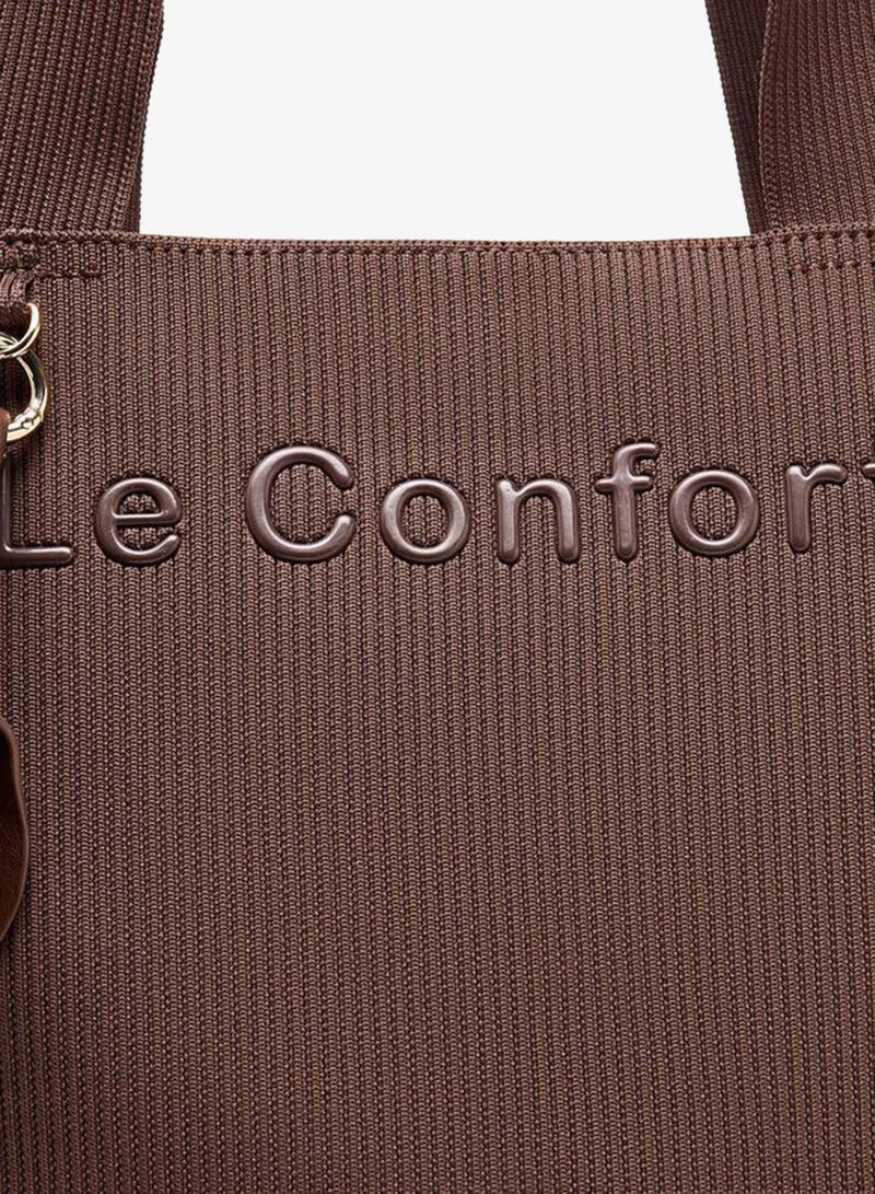 Le Confort BROWN Textured Tote Bag with Double Handle for Women | Best Price UAE