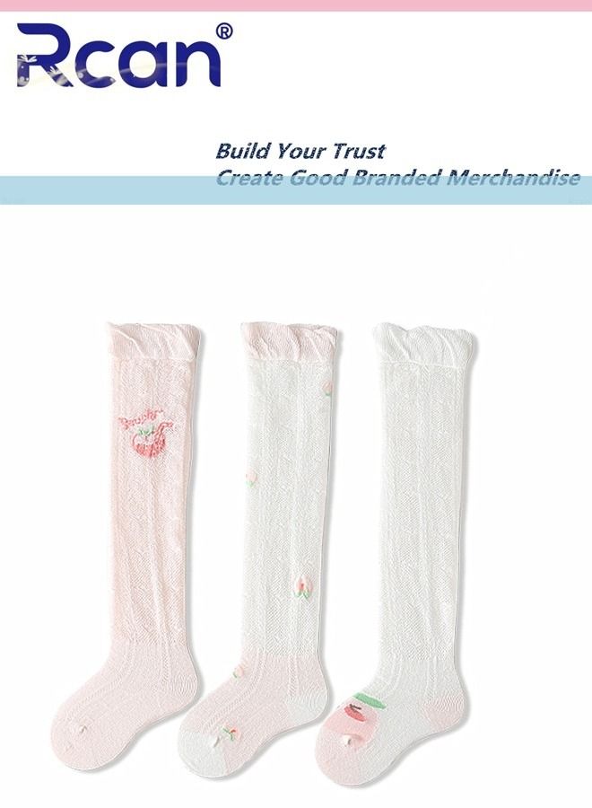 Rcan 3 Pairs Baby Socks Thin Mesh Hollow Stretch Over The Knee Long Cotton Socks Set Anti Mosquito Socks for Summer for Baby Unisex - Image 1