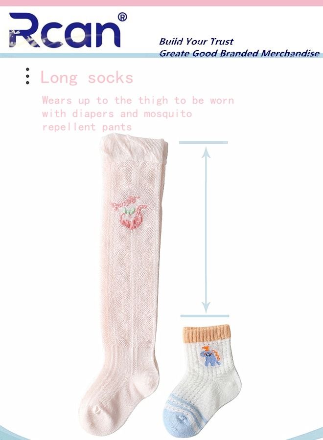 Rcan 3 Pairs Baby Socks Thin Mesh Hollow Stretch Over The Knee Long Cotton Socks Set Anti Mosquito Socks for Summer for Baby Unisex - Image 3