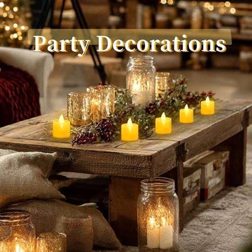 LANKER 24 Pack Flameless Led Tea Lights Candles, Flickering Warm Yellow Battery Operated Electronic Fake Candles, Decorations for Halloween and Festival Celebration (Yellow - 24Pack) - Image 4