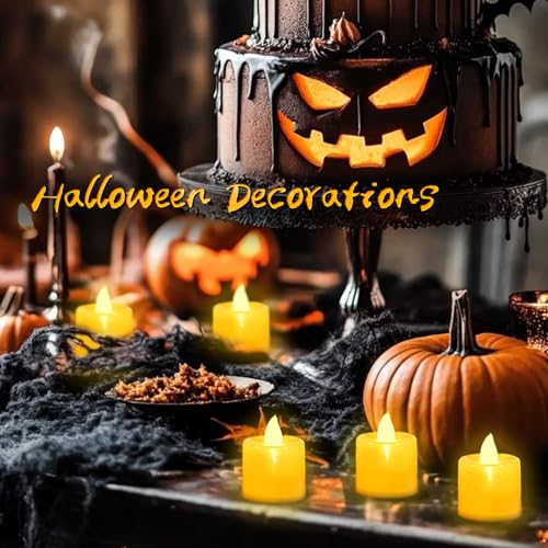 LANKER 24 Pack Flameless Led Tea Lights Candles, Flickering Warm Yellow Battery Operated Electronic Fake Candles, Decorations for Halloween and Festival Celebration (Yellow - 24Pack) - Image 2