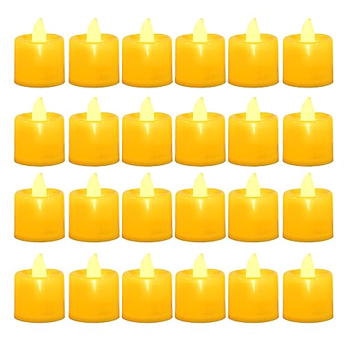 LANKER 24 Pack Flameless Led Tea Lights Candles, Flickering Warm Yellow Battery Operated Electronic Fake Candles, Decorations for Halloween and Festival Celebration (Yellow - 24Pack) - Image 1